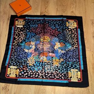 Hermès 90cm Rencontre Océane Silk Scarf designed by Annie Faivre issued in 2001